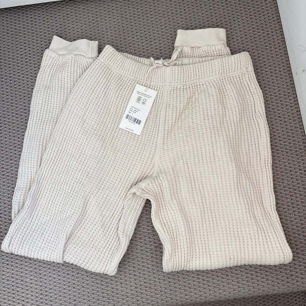 MATE THE LABEL WOMEN'S ORGANIC COTTON WAFFLE KNIT JOGGER BONE NWT SMALL